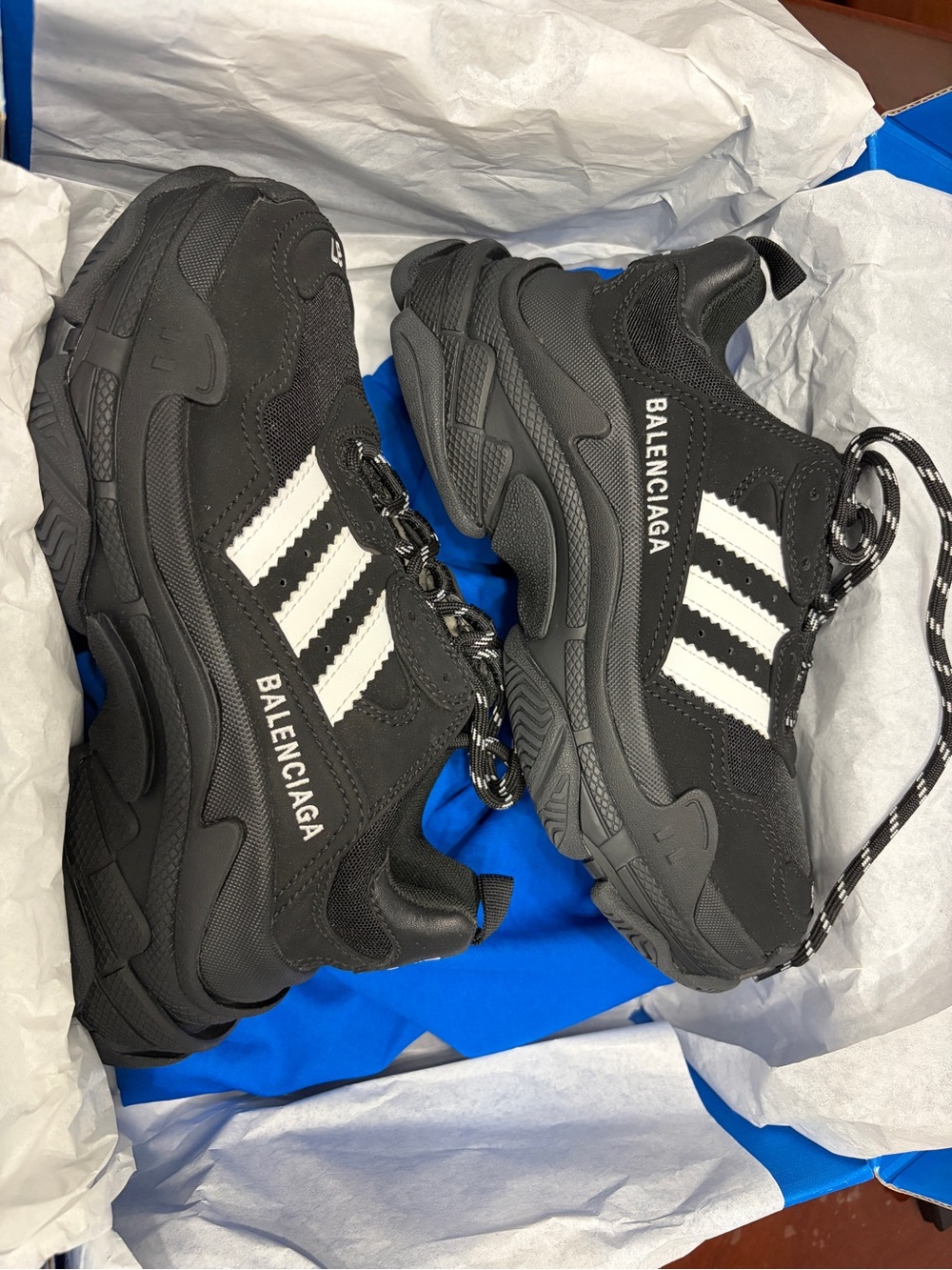 Balenciaga Black Sneakers with White Stripes